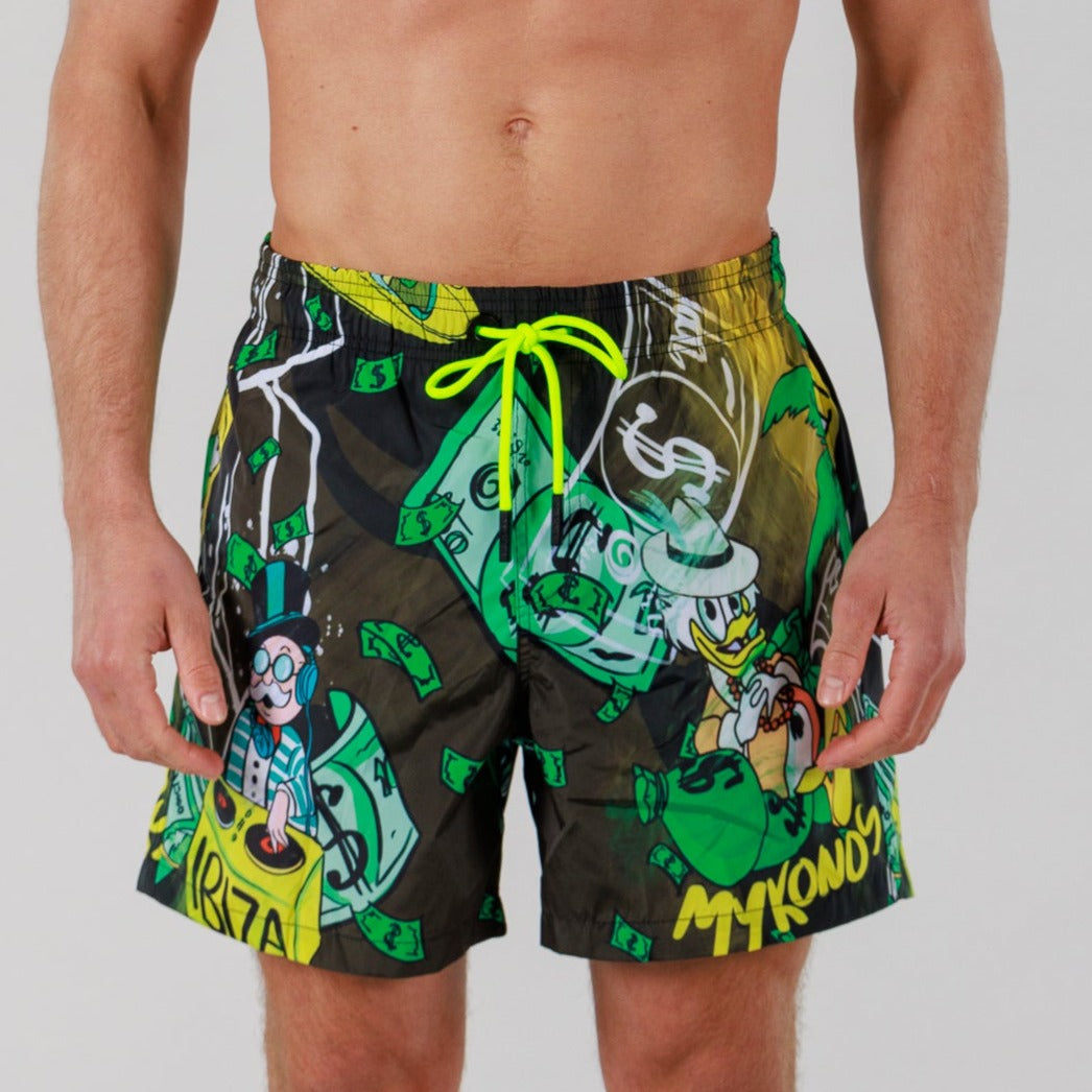 SALIN ALLOVER GREEN PRINT | Men's Swimwear BDM DOLLAR