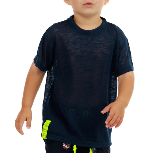 KIDS L'ORMEAUX NAVY BLUE | Kids Linen T-SHIRT