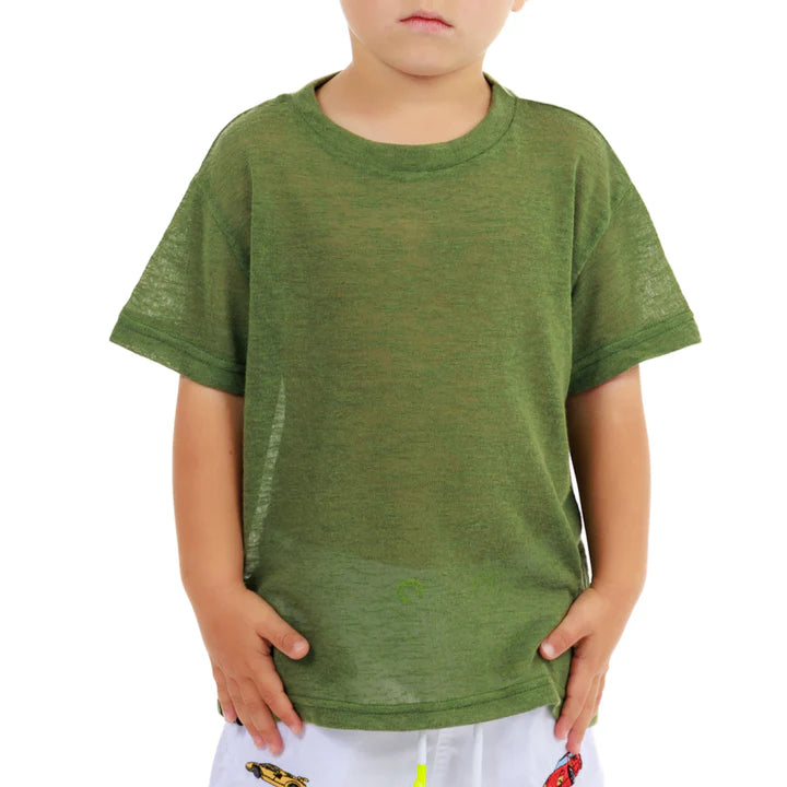 KIDS L'ORMEAUX MILITARY GREEN | Kids Linen T-SHIRT