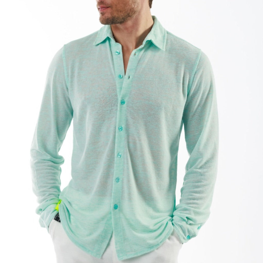 BYBLOS TIFFANY BLUE | Linen Shirt Long Sleeve