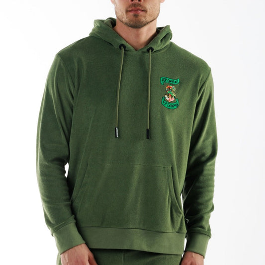 BOHEME MILITARY GREEN | Towelling Hoodie ESCOBART MOKE