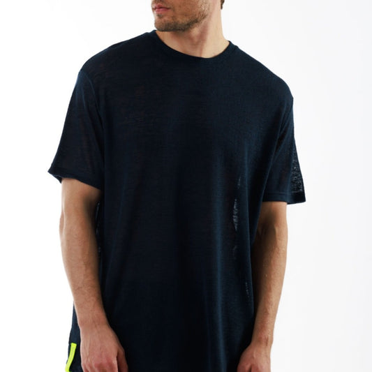 L'ORMEAUX NAVY BLUE | Oversized Linen T-Shirt