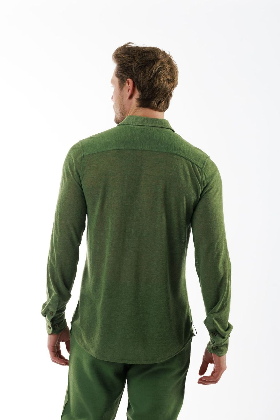 BYBLOS MILITARY GREEN | Linen Shirt Long Sleeve