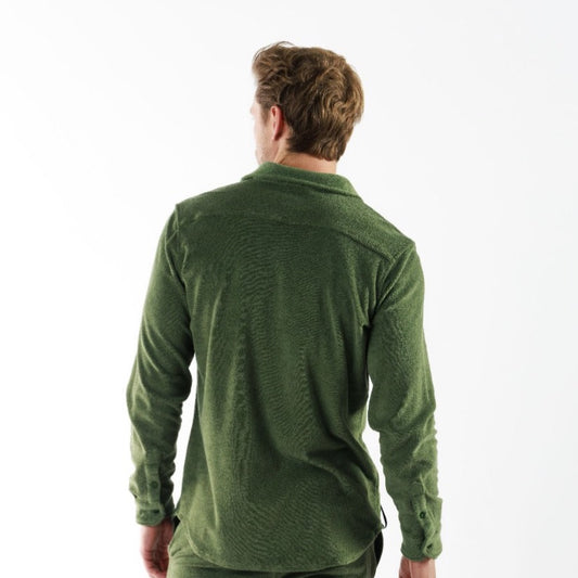 BAGATELLE MILITARY GREEN | Towelling Long Sleeve Shirt