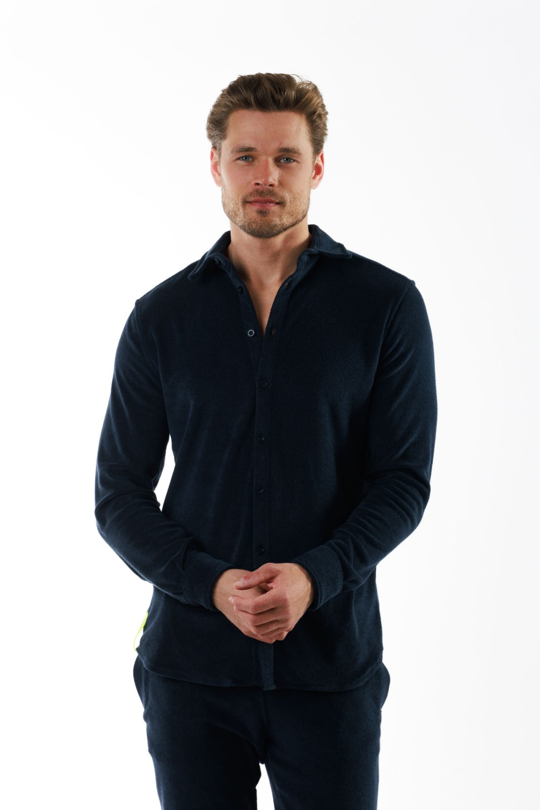 BAGATELLE NAVY BLUE | Towelling Long Sleeve Shirt