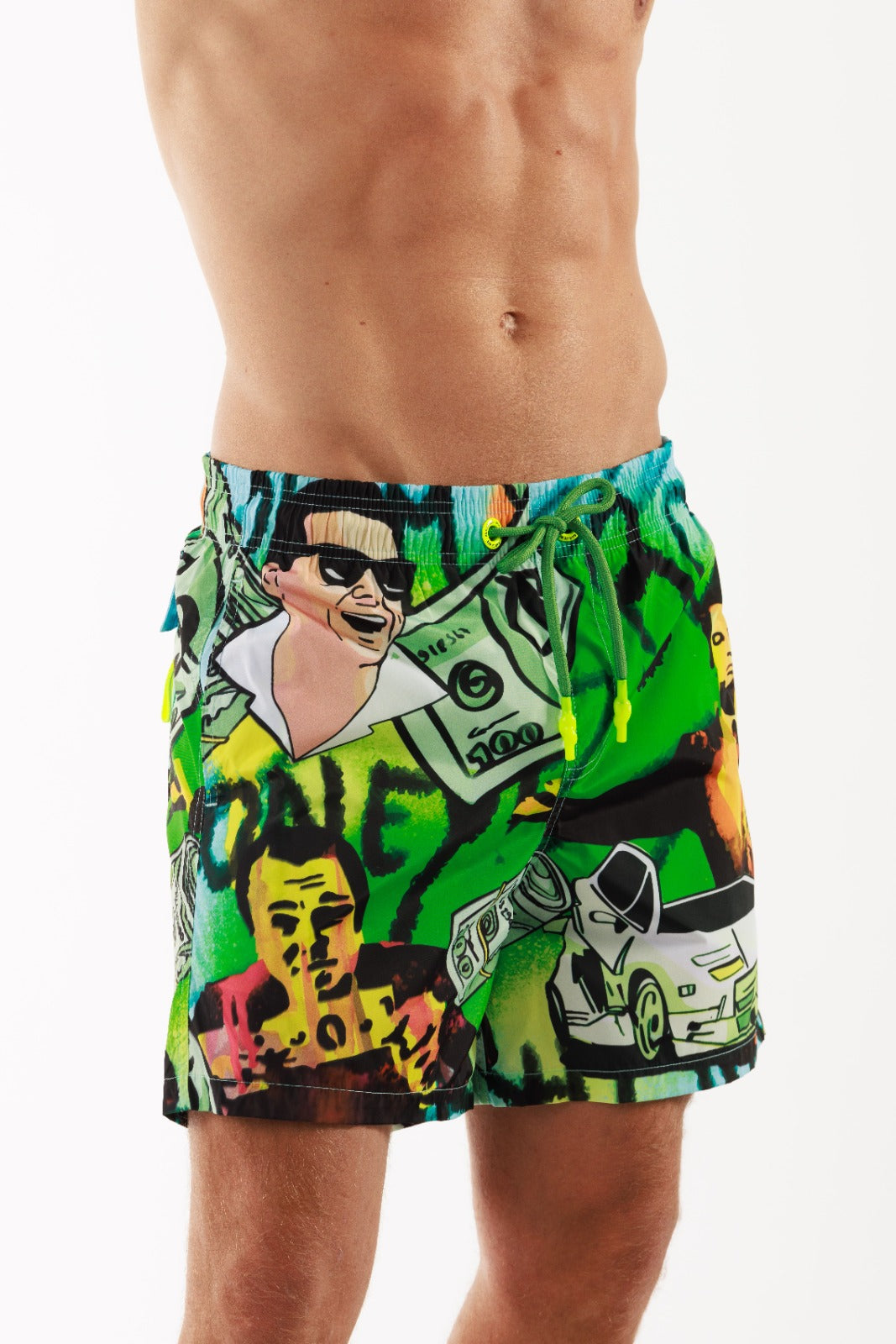 SALIN GREEN | Men's Swimwear THE WALL STREET PRINT