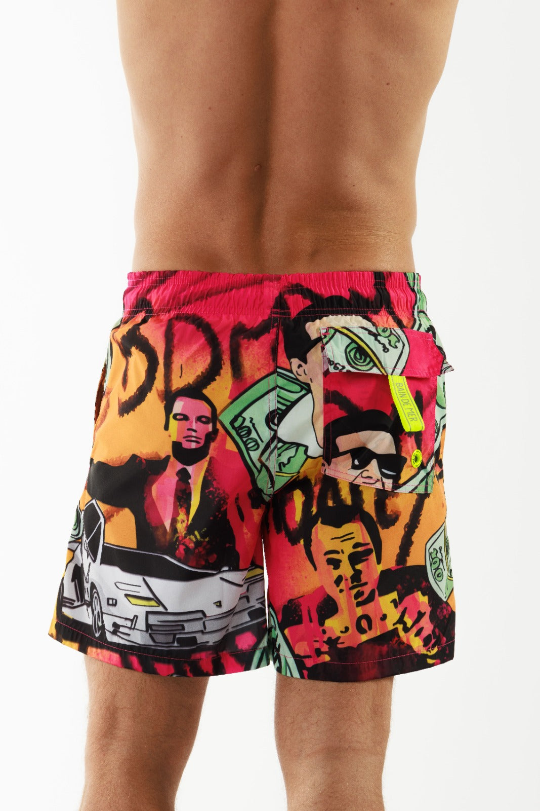 SALIN RED | Men's Swimwear THE WALL STREET PRINT