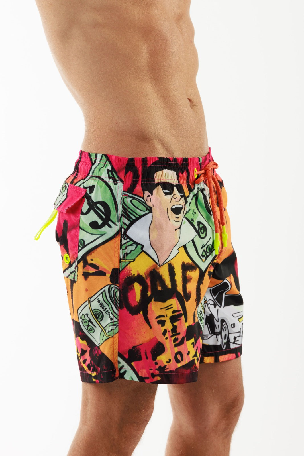 SALIN RED | Men's Swimwear THE WALL STREET PRINT