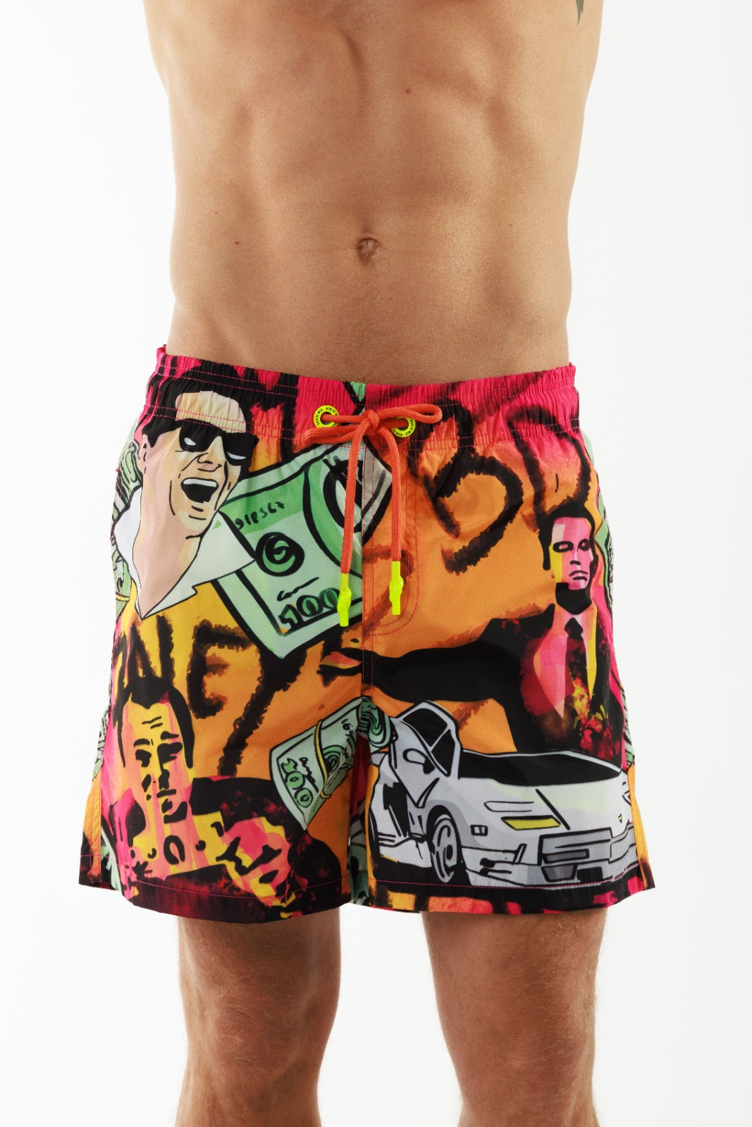 SALIN RED | Men's Swimwear THE WALL STREET PRINT