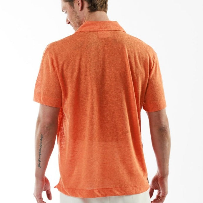 LOULOU ORANGE HERMES | Oversized Linen Shirt Short Sleeve