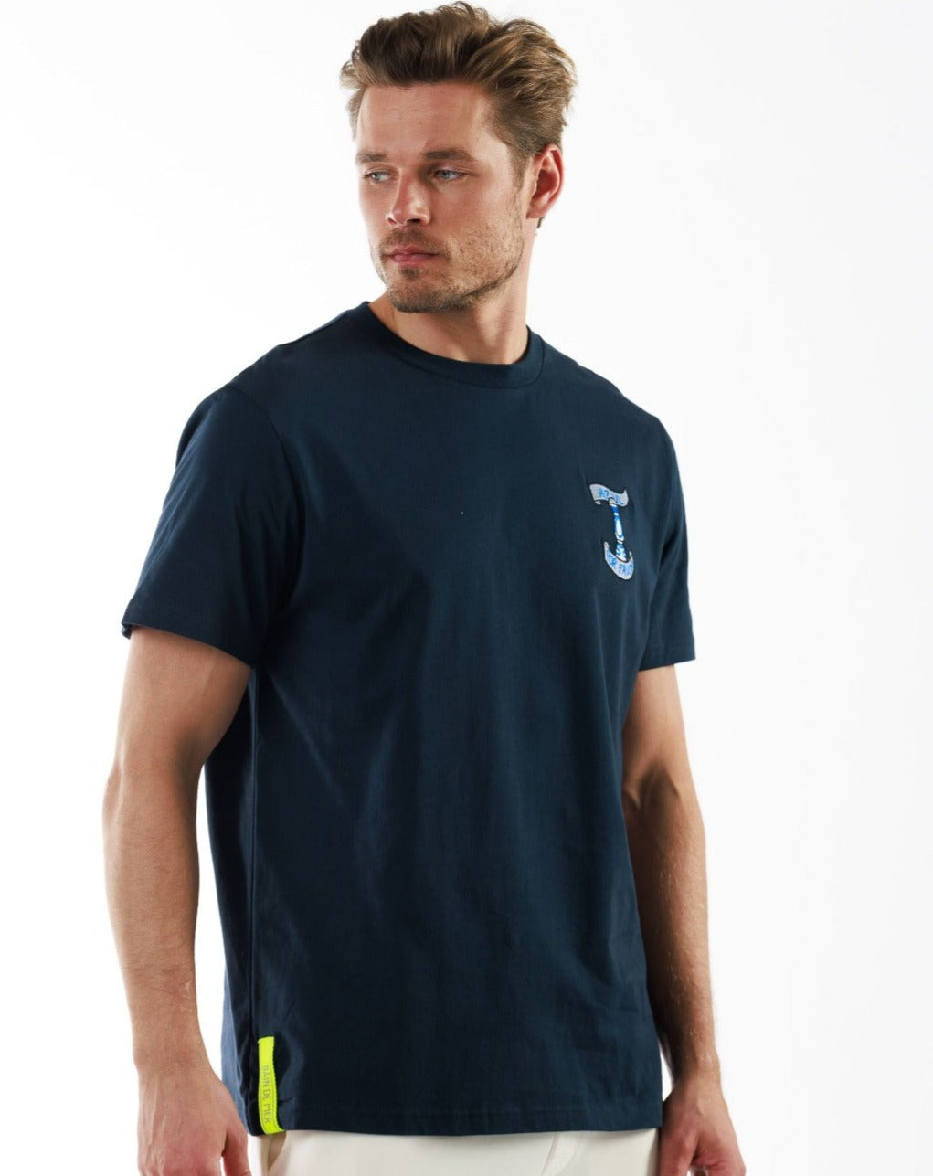 GAMBETTA NAVY BLUE | Classic Cut Cotton T-Shirt AZUL