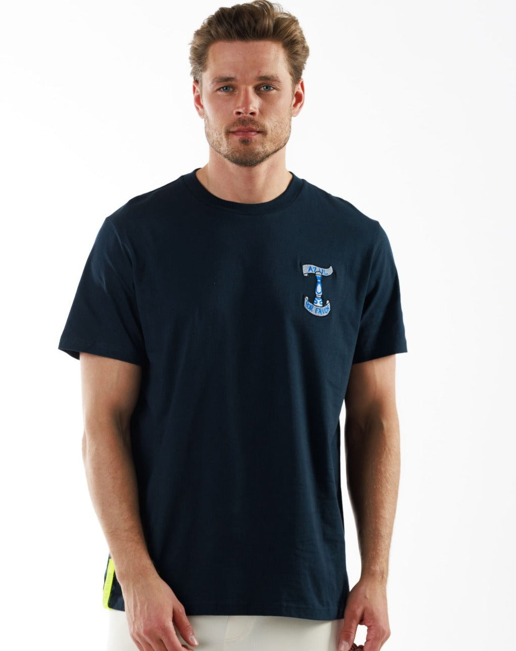 GAMBETTA NAVY BLUE | Classic Cut Cotton T-Shirt AZUL