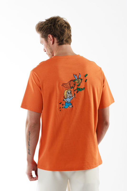 ALLARD ORANGE | Oversized Cotton T-Shirt CATCH THE DOLLAR