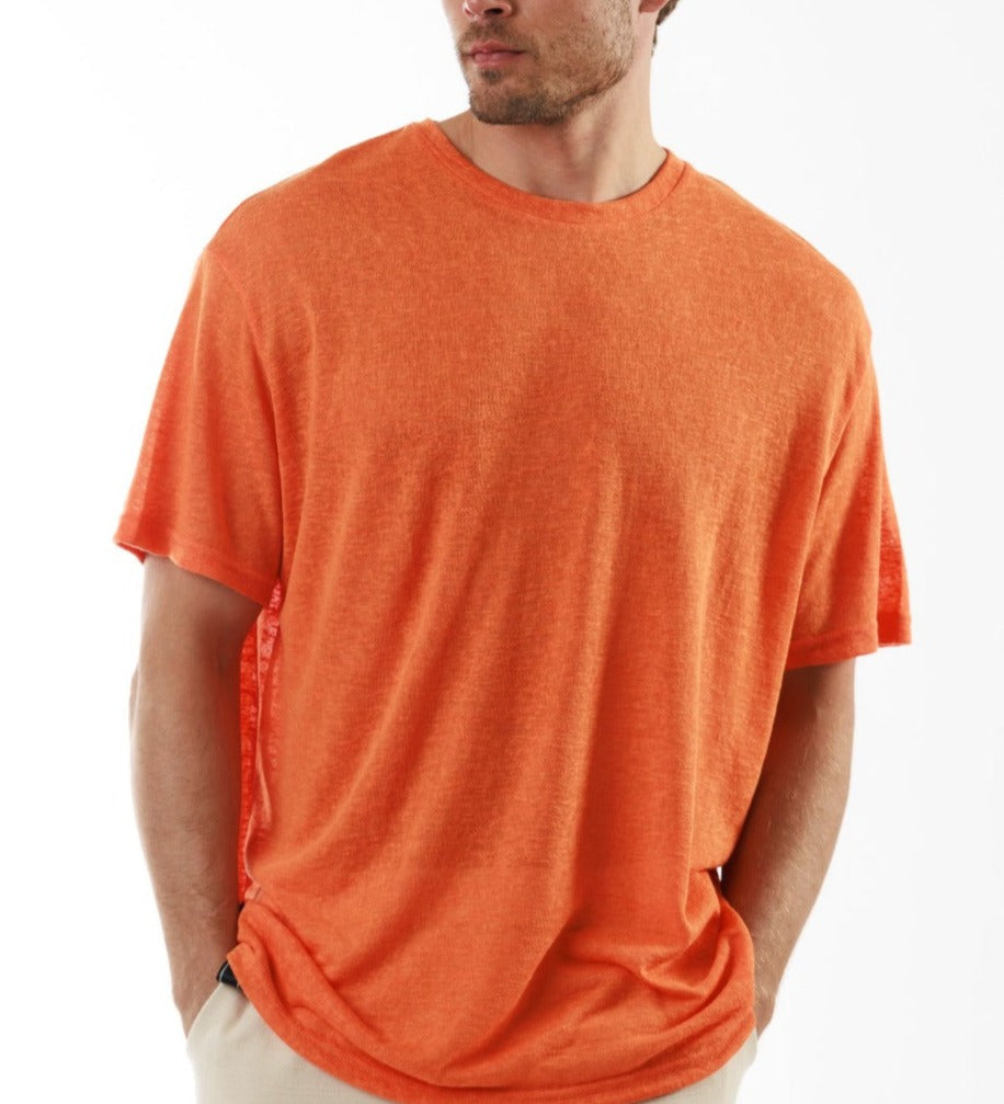 L'ORMEAUX ORANGE | Oversized Linen T-Shirt