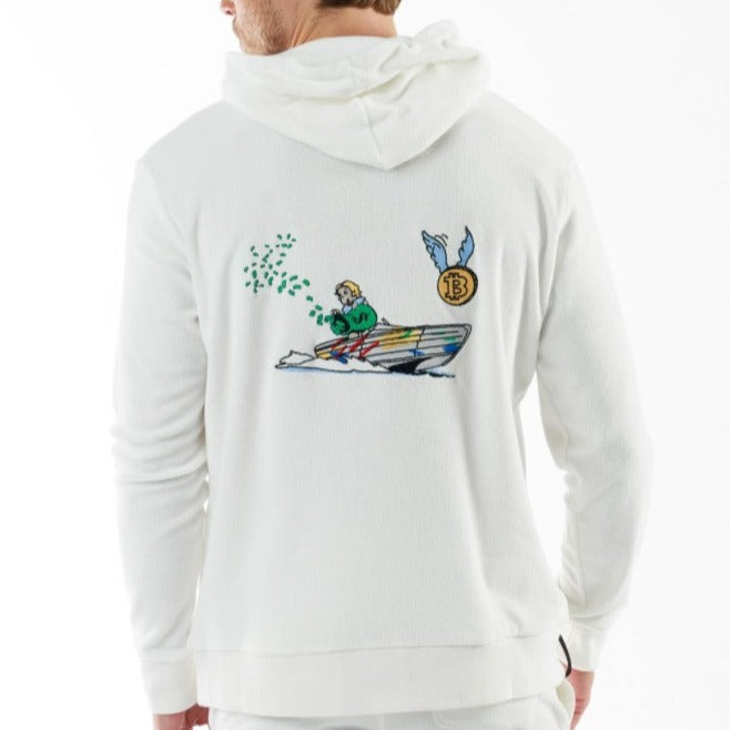 BOHEME WHITE | Towelling Hoodie RICH THE DOLLAR YACHT