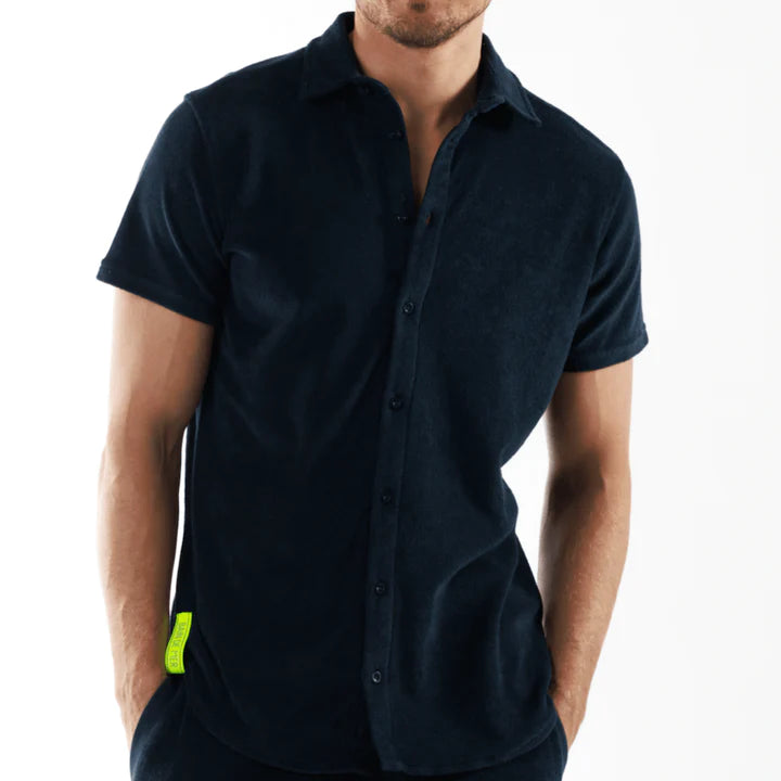 HERITAGE NAVY BLUE | Towelling Shirt Short Sleeve