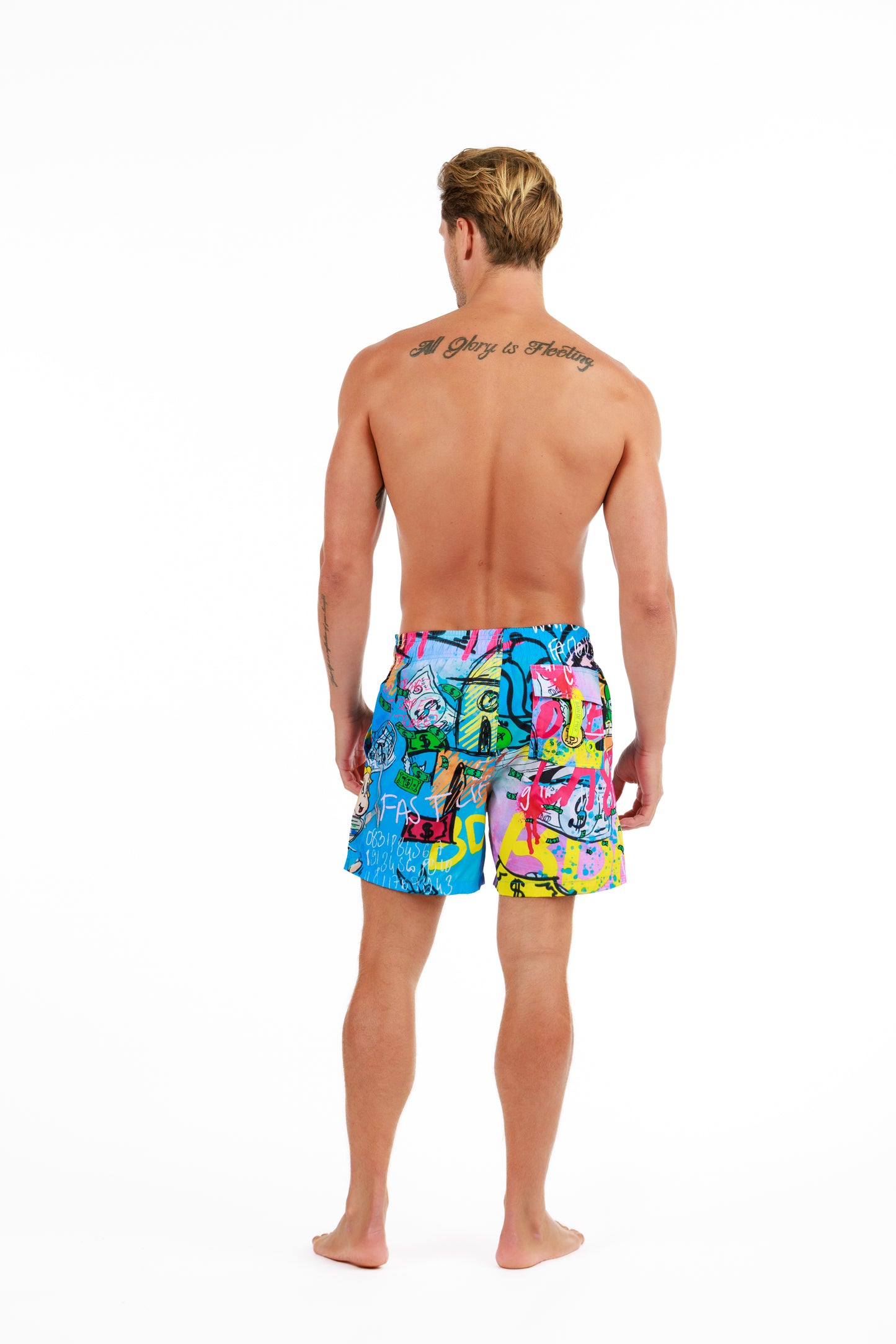 SALIN BLUE | Men’s Swimwear CATCH THE DOLLAR PRINT EMBROIDERY LIMITED EDITION