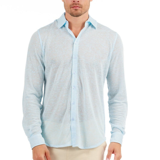 BYBLOS SKY BLUE | Linen Shirt Long Sleeve