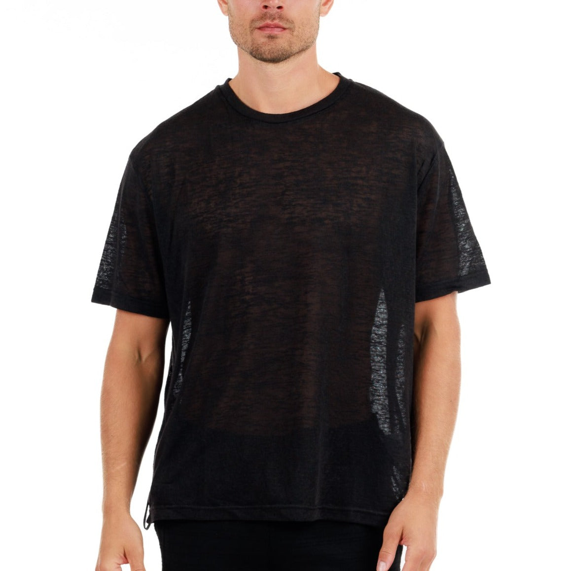 L'ORMEAUX BLACK | Oversized Linen T-Shirt