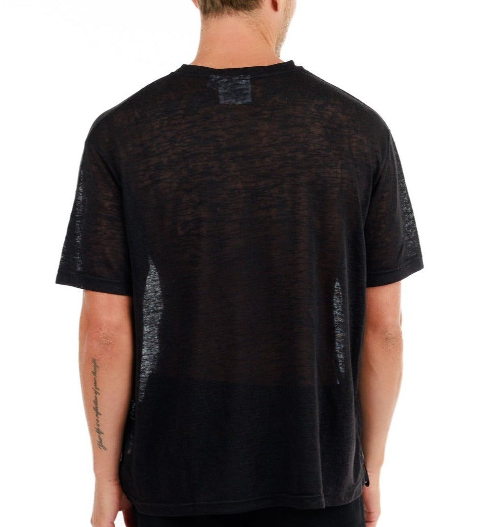 L'ORMEAUX BLACK | Oversized Linen T-Shirt