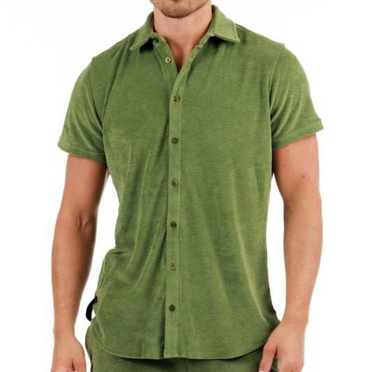 HERITAGE MILITARY GREEN | Towelling Shirt Short Sleeve