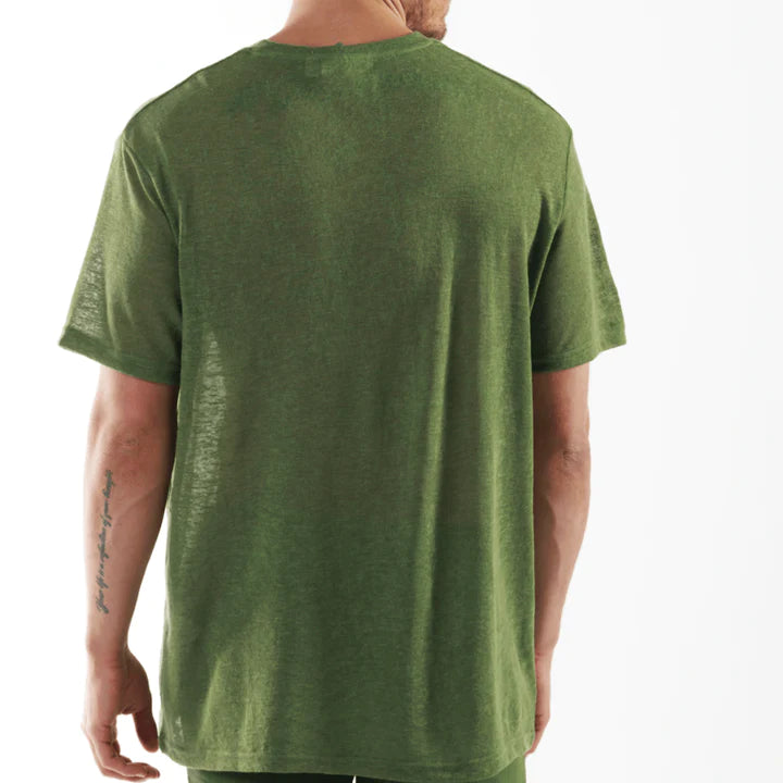 L'ORMEAUX MILITARY GREEN | Oversized Linen T-Shirt