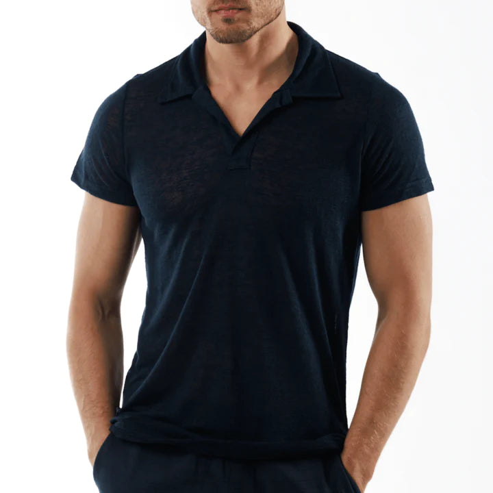 MARES NAVY BLUE | Linen Polo